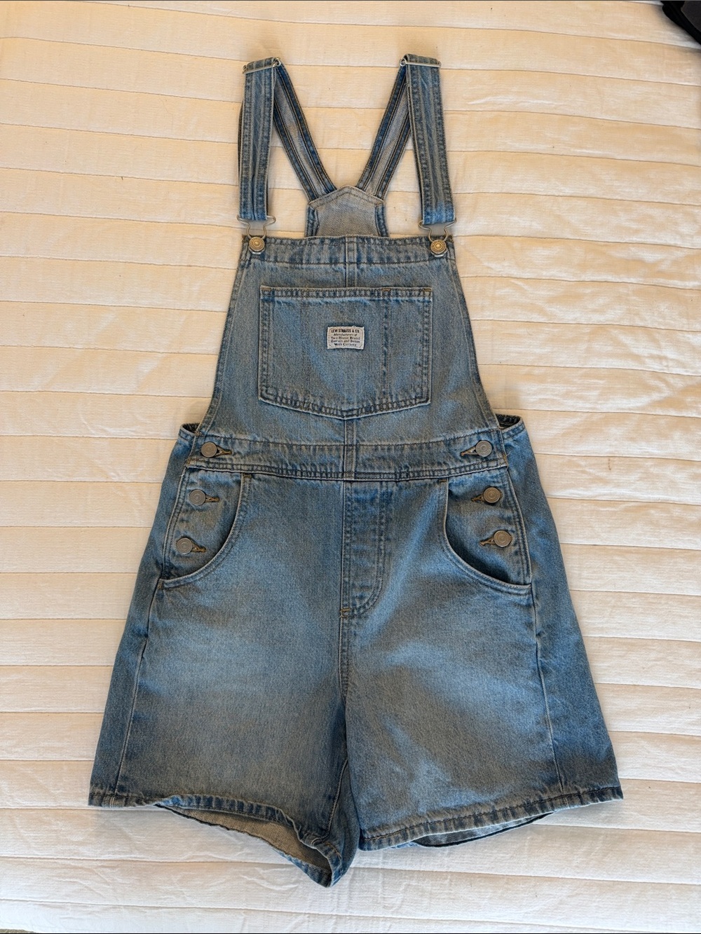 Levi's Light Blue Denim Short Overalls